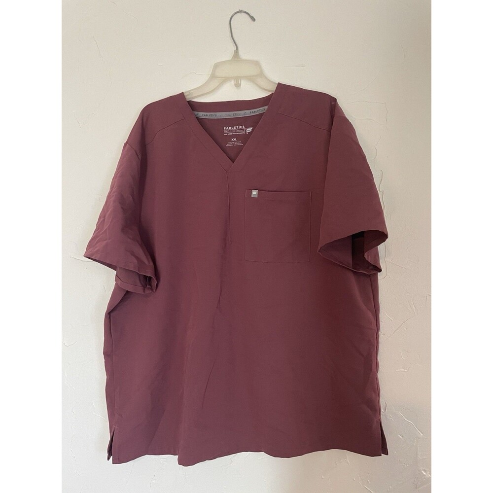 Fabletics Feel Good Performance Medical Uniform Scrub Top Burgundy Womens 2X